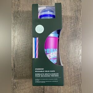 Starbucks Reusable 24 Ounce Plastic Reusable Cold Cup 5 pk With Dome Lids/Straws
